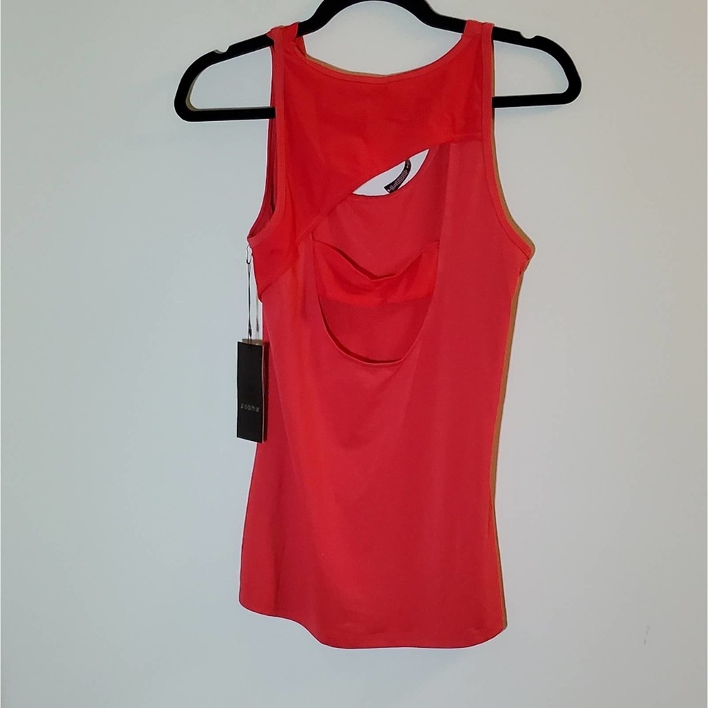 NWT Zobha Active Wear Vibrant Bright Red Stretchy Workout Top Size Large - Picture 2 of 4